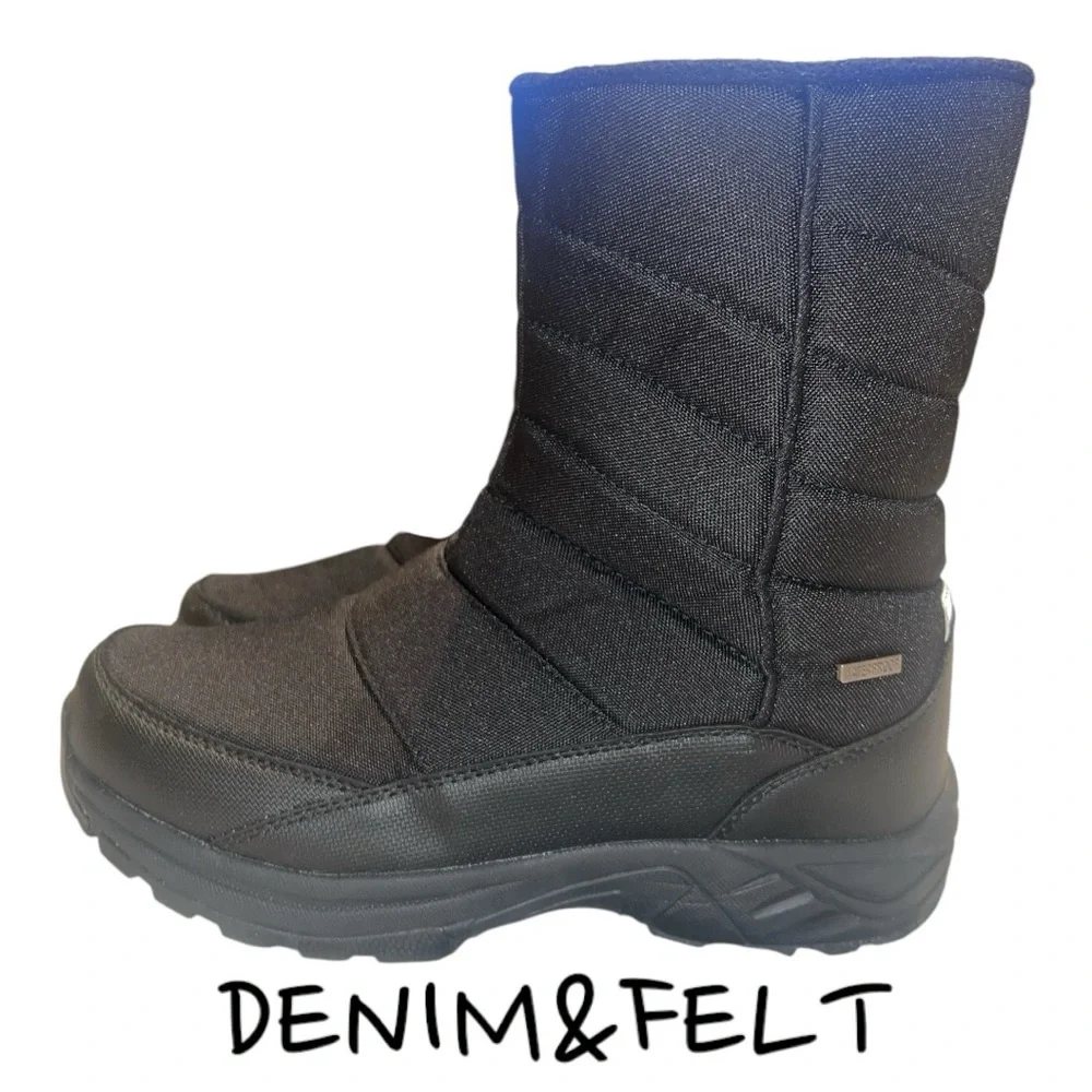 SILENTCARE Mens Winter Mid-Calf Snow Boot Fur Warm Waterproof Slip On | NEW/NWOB